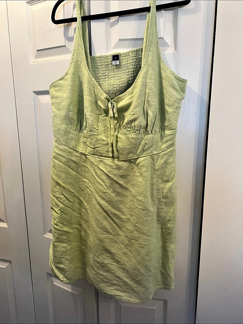 Old Navy Fit & Flare Tie-Front Smocked Linen-Blend Mini Cami Dress Mini Cami